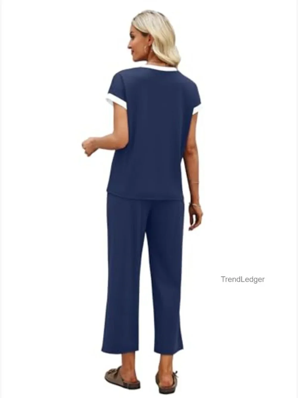 Two Piece Lounge Set Matching Outfit with Wide Leg Pants